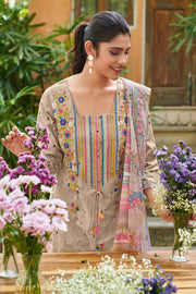 Designer Premium Cotton Embroidered Straight Cut Salwar Kameez